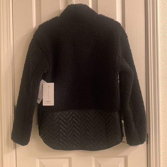 NWT Athleta Cozy Sherpa fleece Snap Sweatshirt Sweater Black XS - Picture 11 of 12